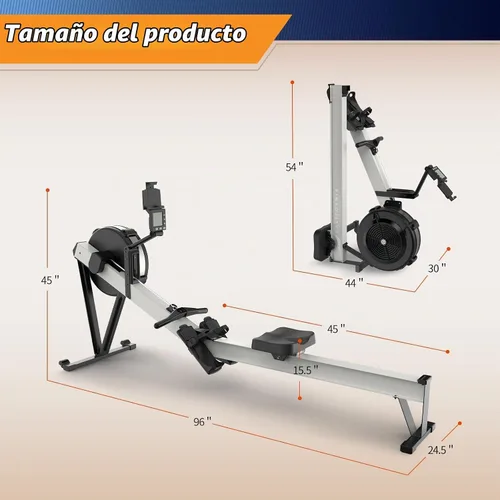 Vista 2 de Marcy Máquina de remo de resistencia al aire con ruedas de transporte