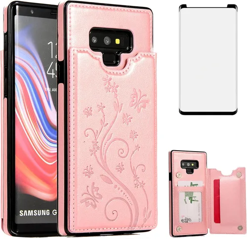 Vista 9 de Asuwish Funda de teléfono para Samsung Galaxy Note 9 con protector de pantalla de vidrio templado, tarjetero/tarjetero, soporte para cartera