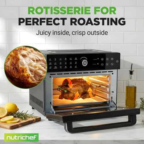 Vista 5 de NutriChef Freidora de aire y horno de 32 cuartos Freidora de aire digital con 20 ajustes preestablecidos, doble cocción, asador, horneado y más
