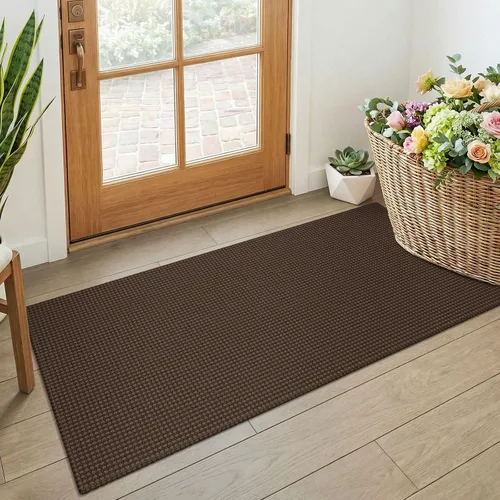 Vista 151 de KOZYFLY - Tapete para puerta de interior, lavable, pequeña, antideslizante, con respaldo de goma, felpudo de algodón para el hogar, color negro