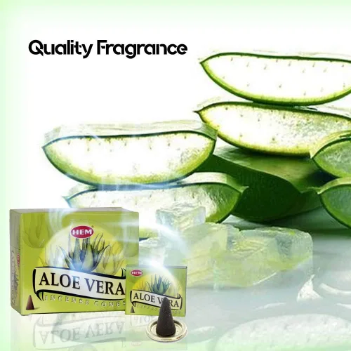 Vista 3 de Aloe Vera - Caja de 12 cajas, 10 conos cada una - Incienso HEM de la India