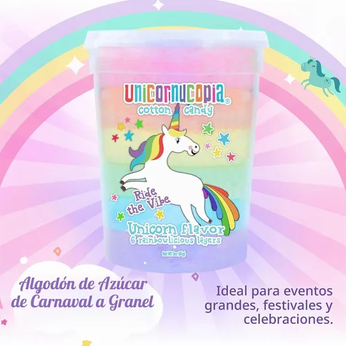 Vista 3 de Unicornucopia Algodón de Azúcar 3oz - Algodón de Azúcar Arcoíris de 6 Sabores - Caramelo de Fiesta de Cumpleaños de Unicornio para Bolsas de Fiesta