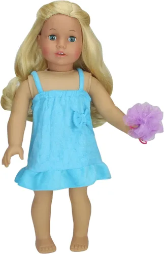 Vista 4 de Sophia's Bañera clásica rosa con pie de garra con gorro de ducha, vestido de rizo y accesorios de ducha para muñecas de 18 pulgadas, rosa claro