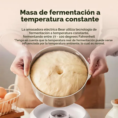 Vista 4 de Bear - Máquina de masa eléctrica de 3.7 cuartos de galón con función de fermentación, fabricada con acero inoxidable 304 para pizza y masa de pan