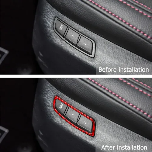 Vista 3 de Botones de memoria de asiento eléctrico de fibra de carbono, marco de cubierta de panel compatible con Mazda CX-5 2017 2018 2019 2020 2021 2022