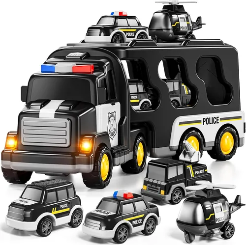 Vista 9 de JUKUDAHU Vehículo de Juguete de Ambulancia de Juego 5 en 1 Camiones de Juguete para Niños Pequeños para Niños de 3 4 5 6 7 Años - Autos Accionados