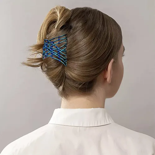 Vista 2 de 4 pinzas elásticas mágicas para el cabello, pinzas elásticas para el cabello, doble peine para mujeres y niñas, peinado vintage, accesorios