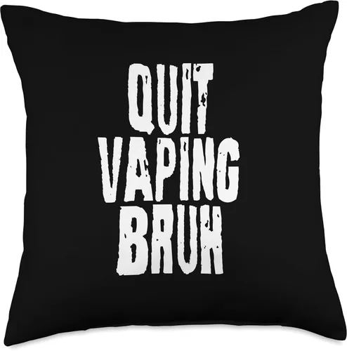 Vista 5 de Anti Vape Awareness Quit Vaping Bruh Quit Bruh Funny - Almohada antivape para concientización, 16 x 16 pulgadas, multicolor