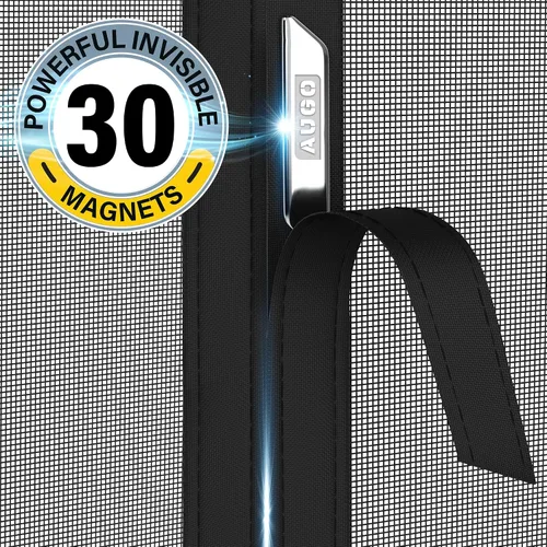 Vista 3 de AUGO Puerta de garaje con cierre magnético – Puerta mosquitera de garaje para 1 coche desplegable – Malla magnética para puerta – Parte inferior