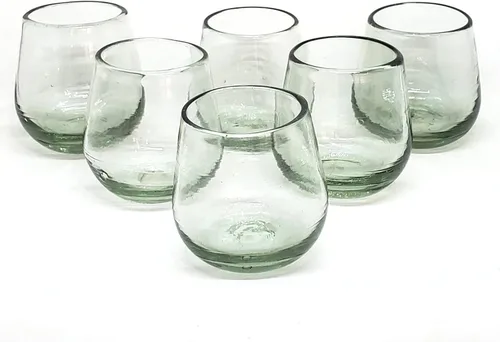 Vista 14 de Clear Blown - Juego de 6 vasos de 10 onzas, cristalería mexicana hecha a mano, vidrio reciclado, sin plomo ni toxinas (mezclador)