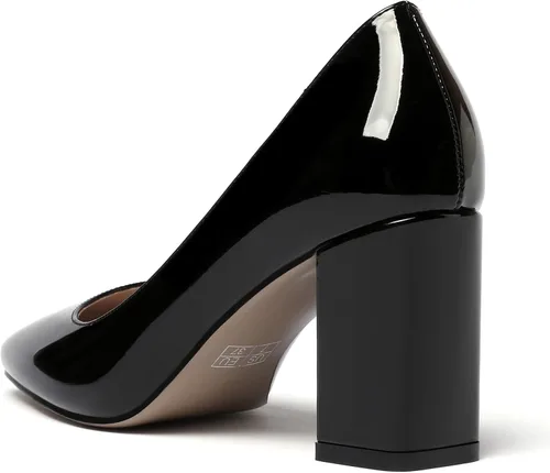 Vista 7 de MODENCOCO Zapatos de tacón alto de bloque sólido con puntera cuadrada gruesa para mujer, 3 pulgadas