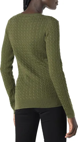 Vista 3 de Tienda Essentials - Suéter ligero de punto trenzado de manga larga con cuello redondo para mujer
