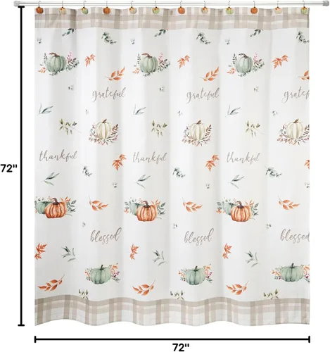 Vista 4 de Avanti Linens - Cortina de ducha de tela, decoración de baño inspirada en otoño (colección Grateful Patch)