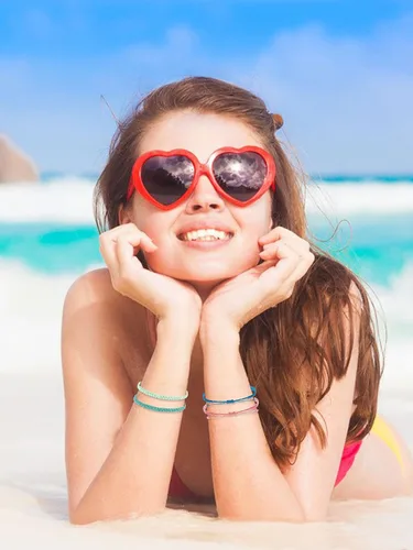 Vista 2 de Brazaletes impermeables de cuerda, para verano, con ola, brazalete para amistad, hecho a mano, para niña