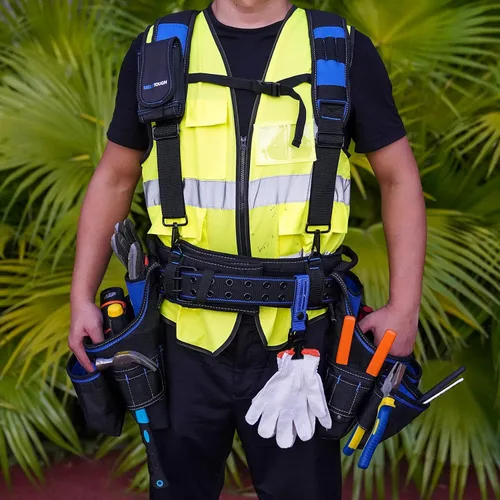 Vista 2 de MELOTOUGH Pro Framer's Sistema Combinado Delantal Bolsa de Herramientas Cinturón de Herramientas con Tirantes Constructor Resistente Carpintero