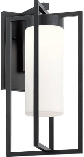 Vista 3 de Kichler Drega - Lámpara de pared LED de 18.5 pulgadas con cristal satinado grabado, color negro
