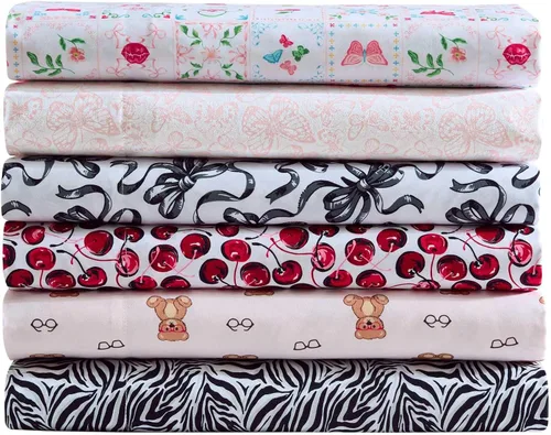 Vista 9 de Betsey Johnson - Juego de sábanas de tamaño individual, ropa de cama de microfibra con estampado Nerdy Teddies con sábana bajera de bolsillo