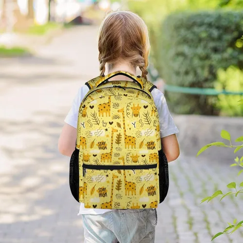 Vista 2 de Linda mochila de jirafa para niñas y niños, mochila escolar de 16 pulgadas para niños y estudiantes, mochila Kawaii de gran capacidad, Jirafa -2