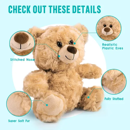 Vista 3 de BenBen Oso de peluche, paquete de 5 ositos de peluche pequeños de 8 pulgadas a granel, juguete de peluche peludo, decoración de Pascua para baby