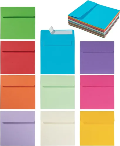 Vista 11 de Paquete de 50 sobres cuadrados autosellantes coloridos de 6 x 6 pulgadas para bodas, invitaciones de fiesta, tarjetas de felicitación, anuncios