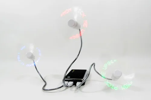 Vista 7 de PowerTRC Ventilador de mensajes programable LED con dibujo personalizado, alimentado por USB (LED azul)