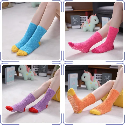 Vista 6 de TRUEHAN Calcetines antideslizantes para mujer con agarres, calcetines de hospital con empuñaduras para mujer