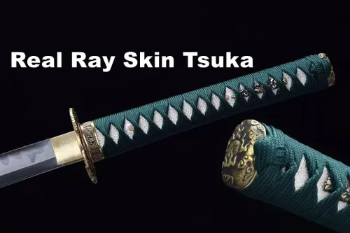 Vista 6 de Espada de Hamon real de 41 pulgadas, hoja Osoraku‑zukuri, katana samurái