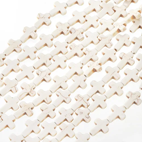 Vista 9 de Jucoan 240 cuentas espaciadoras de cruz blanca y turquesa gruesa, cuentas pequeñas con dije de cruz religiosa para pulseras, collares, rosario