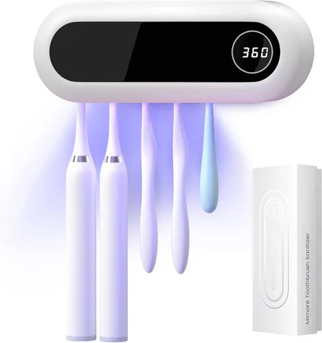 Vista 8 de MIMORE Soporte para cepillos de dientes, 4 ranuras para cepillos de dientes y función de temporizador, soportes inalámbricos para cepillos