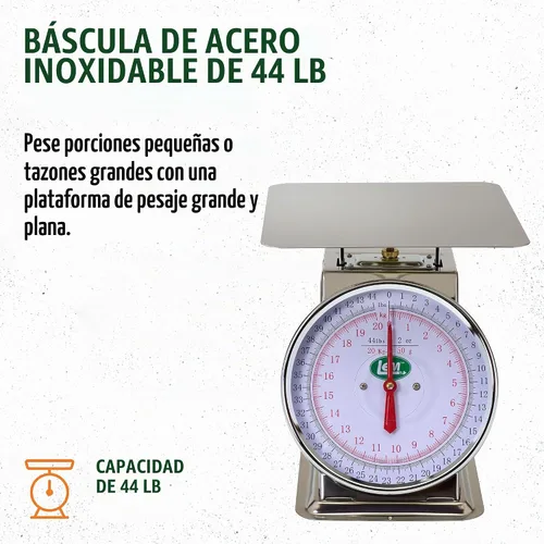 Vista 2 de LEM Productos Báscula de acero inoxidable de 44 libras, plata