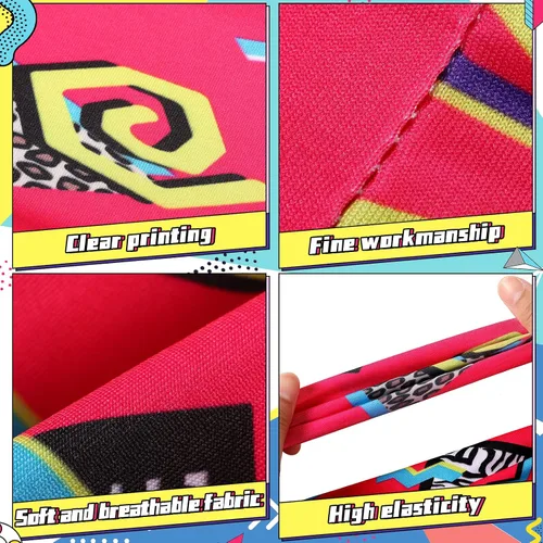 Vista 5 de 10 diademas de los años 80 y 90, accesorios para mujeres y hombres, diademas de entrenamiento retro de neón, bandas para el sudor, disfraces