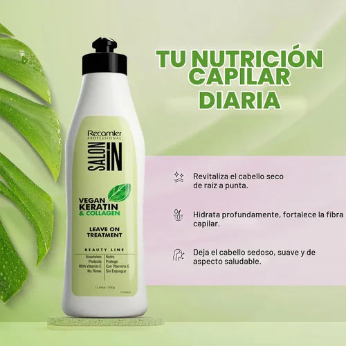 Vista 2 de Salon In - Tratamiento sin enjuague con queratina vegana y colágeno, 17.6 oz