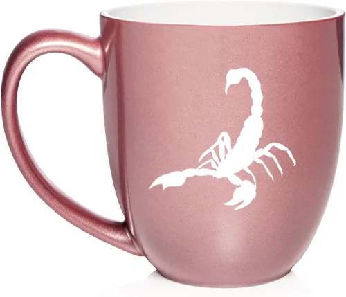 Vista 21 de Daylor Taza de café de cerámica Scorpion, regalo para ella, él, amigo, compañero de trabajo, esposa, esposo (11 onzas, azul)