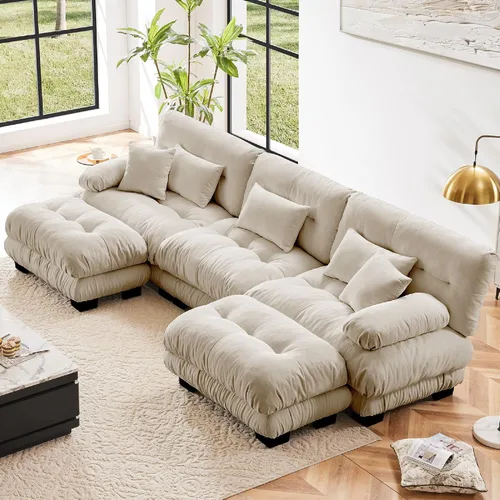 Vista 28 de KEIKI Sofá modular de 94 pulgadas con 4 almohadas, cómodo juego de sofá biplaza Cloud para sofá de asiento profundo suave y profundo, sofá biplaza