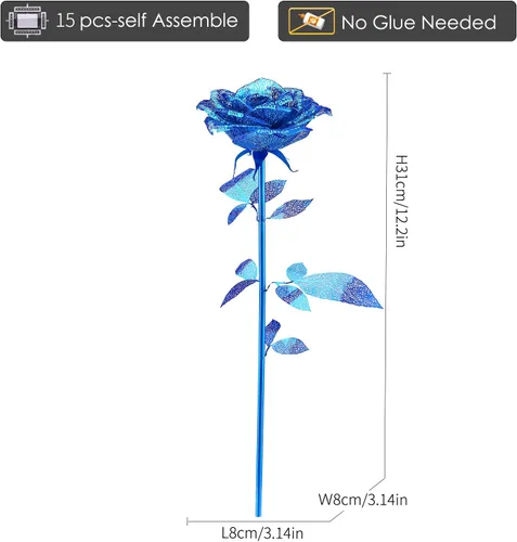 Vista 4 de Piececool Rompecabezas de metal 3D, kit de modelo de flores falsas, bloques de construcción de metal, rompecabezas 3D de bricolaje para adultos