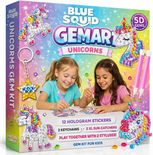 Vista 9 de Blue Squid Kits de arte de diamantes para niños, unicornio y sirena, divertido y fácil, kit de pintura de diamantes 5D para niños, kit de arte