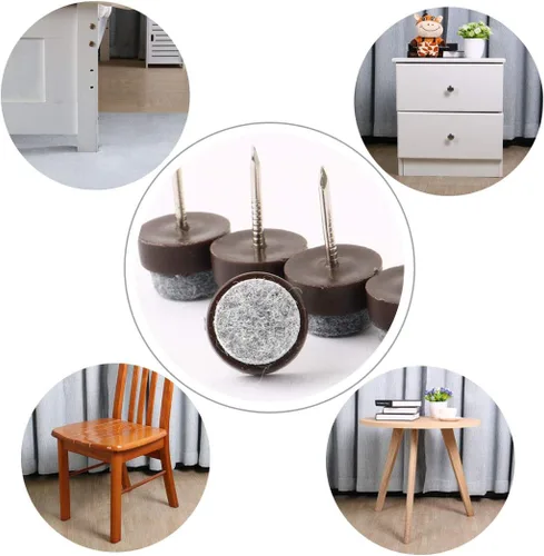 Vista 5 de uxcell Home Mesa Silla Muebles Patas Patas Protector de Piso 13mm/0.5" Diámetro 13mm/0.5" Dia Pack de 32 Marrón Oscuro