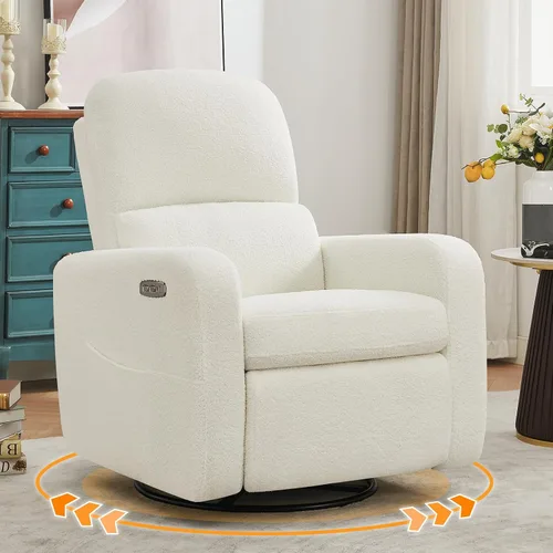 Vista 12 de Mecedora giratoria mecedora eléctrica, silla reclinable para cuarto Gris