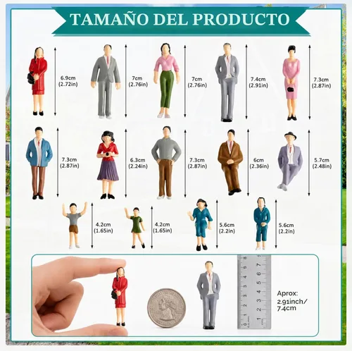 Vista 2 de Namalu 98 piezas de figuras de personas en miniatura a escala 1:25 pintada
