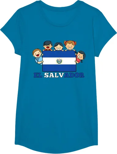 Vista 45 de Camiseta salvadoreña del Mes de la Herencia Hispana con la bandera de El Salvador para niños, Negro