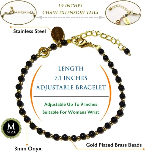 Vista 2 de Morchic 3mm Mini Beads Natural Gemstone Adjustable Bracelet for Women, Energy Gem Charm Series, Birthday Gift