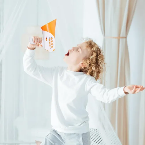 Vista 5 de Kisangel Cambiador de voz de megáfono para niños, 1 unidad, juguete divertido para cambiar, megáfono, fiesta, broma, juguete (sin batería) Scream
