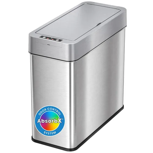 Vista 16 de [Usado] iTouchless - Cubo de basura para cocina de 13 galones, con sensor, con ruedas Plata clara/negro