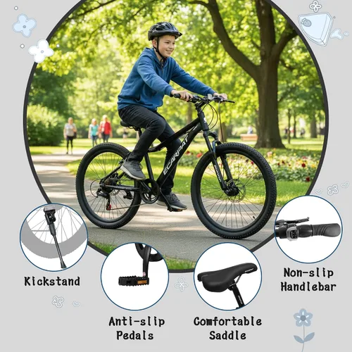 Vista 8 de Ecarpat Bicicleta de montaña para niños de 20/24 pulgadas, bicicleta de montaña de 7 velocidades con suspensión delantera, freno de disco delantero