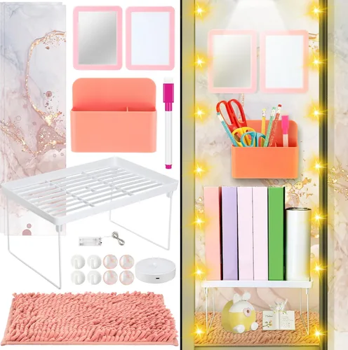 Vista 10 de Chuangdi Organizador de casillero y kit de decoración de 17 piezas de artículos esenciales para el regreso a clases, estante magnético