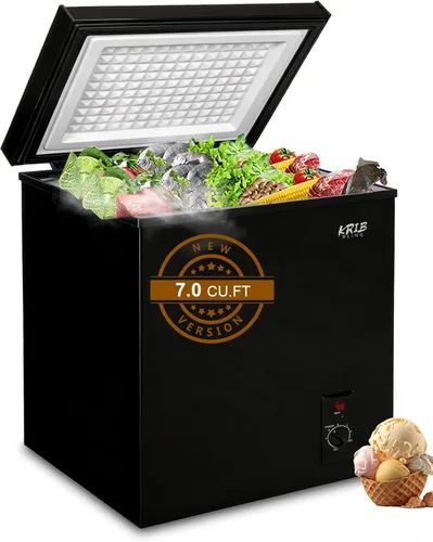 Vista 11 de Mini Chest Freezer 3.5 Cu.Ft 7 Gears Temperature Control Compact Deep Freezer with Top Open Door and Removable Storage Basket Black