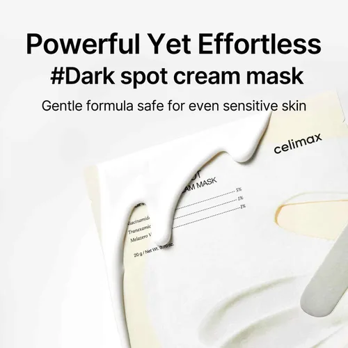 Vista 2 de celimax Máscara de Crema Iluminadora de Poros y Manchas Oscuras 4EA Hoja No Pegajosa para Poros Dilatados con Niacinamida, Ácido Tranexámico, No