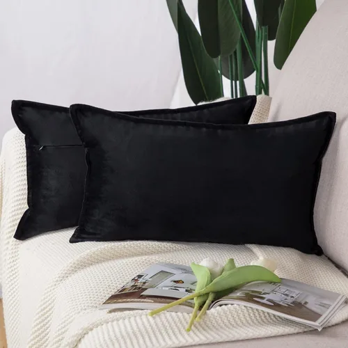 Vista 45 de MADIZZ Juego de 2 fundas de almohada decorativas de terciopelo súper suave con borlas, estilo de lujo, funda de almohada para sofá y dormitorio