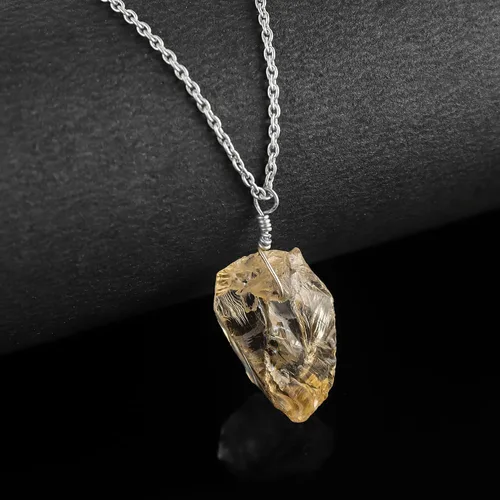 Vista 2 de Collar de piedras preciosas crudas piedras de nacimiento de plata