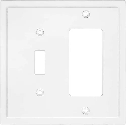 Vista 62 de Henne Bery Placa decorativa de pared con borde moderno, tapa de tomacorriente para cubrir enchufe, aleación de zinc maciza duradera